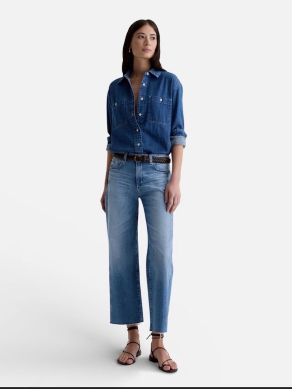 AG Adriano Goldschmied Saige Wide Leg Crop In Rosarito Wash